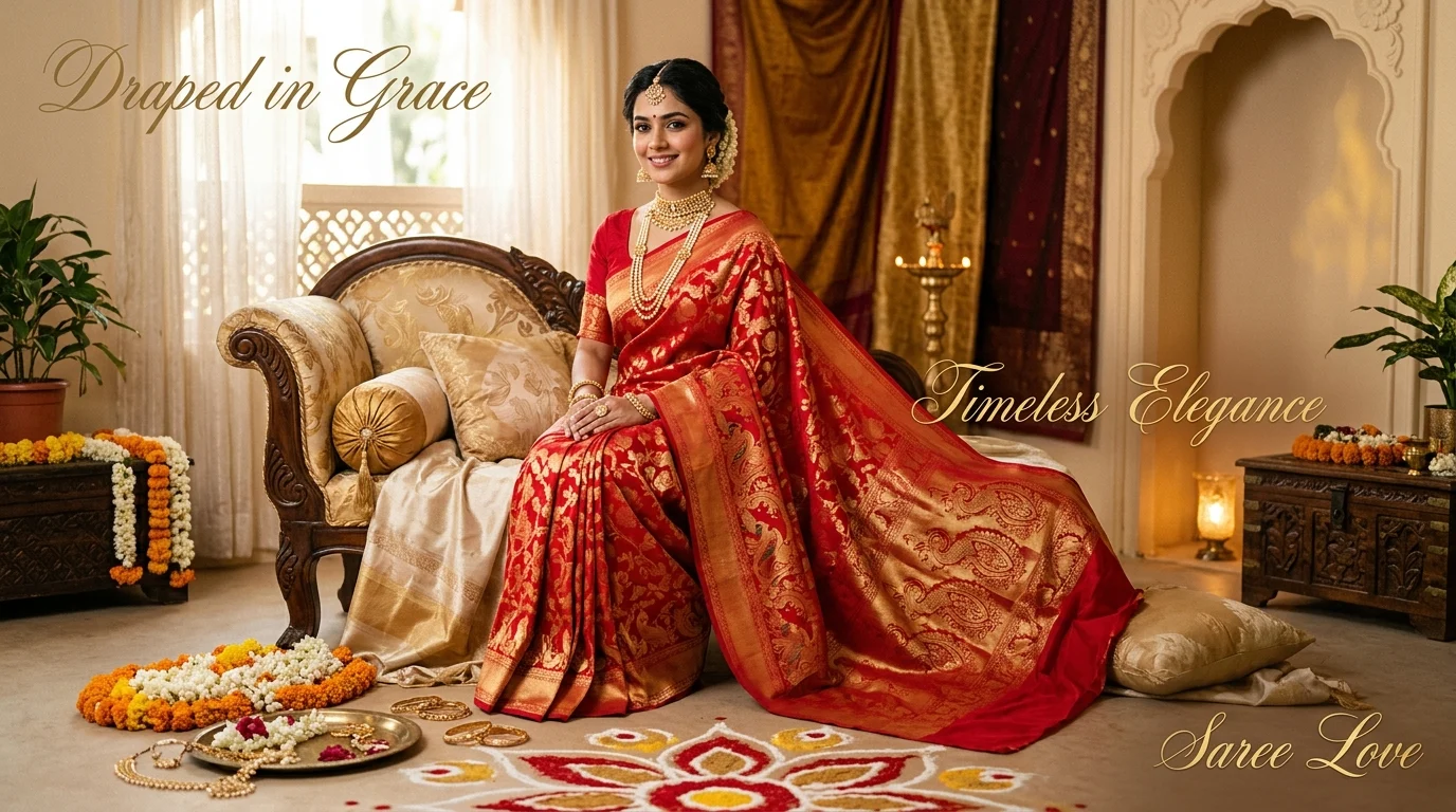 saree captions aesthetic
